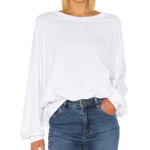 Free People White Long-Sleeved Oversized T - Sz S